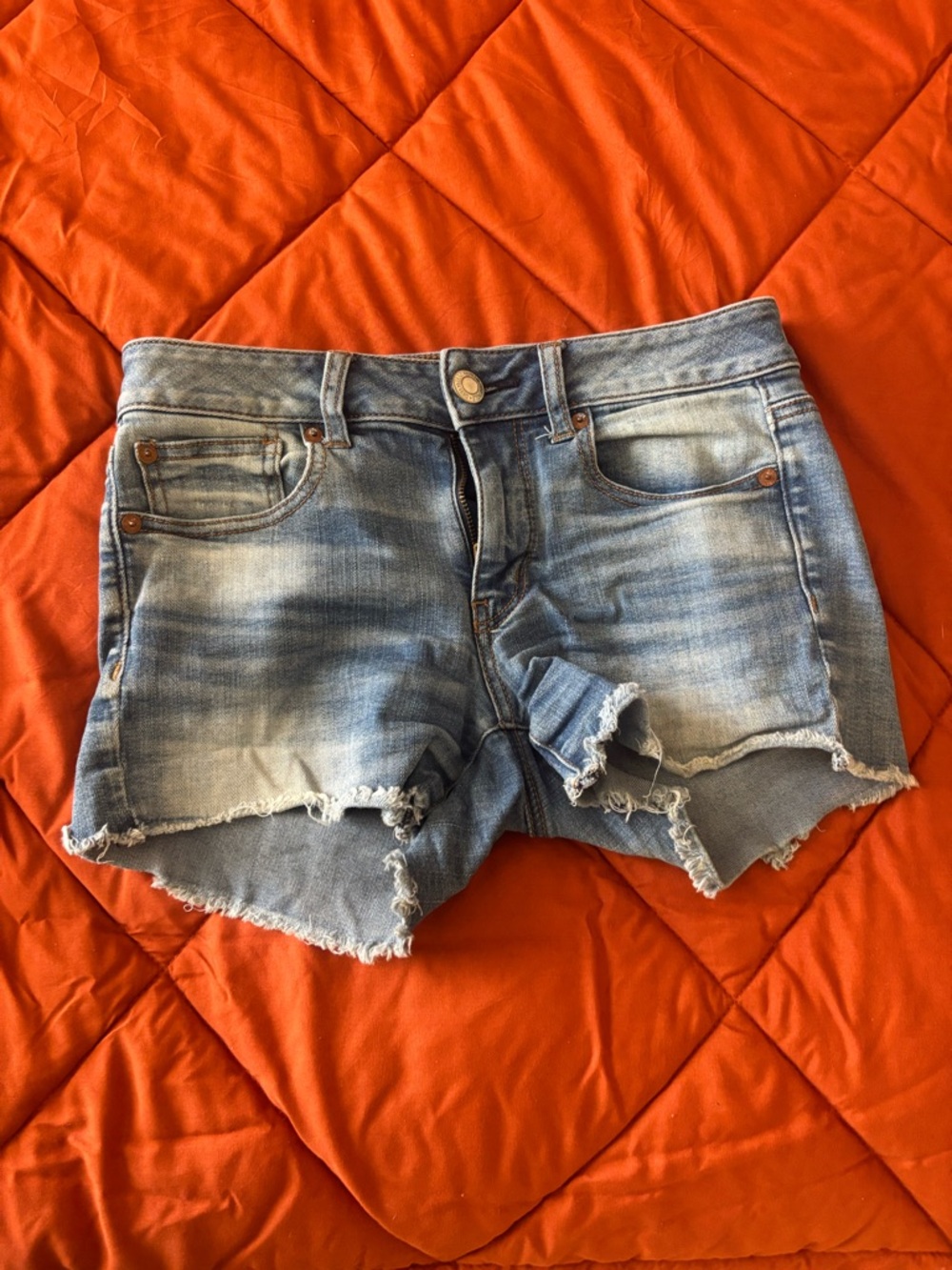 American Eagle Outfitters Light Blue Distressed Denim Cutoff Shorts